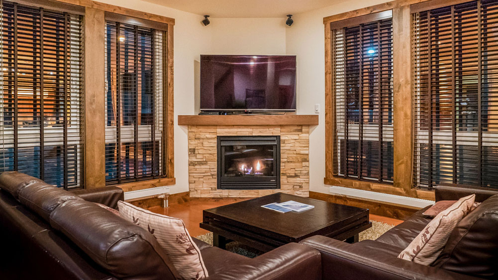 Gouka Chalet - fireplace in living area